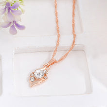 Load image into Gallery viewer, Gold Color Chain Crystal Necklace Ring Earring 3 pcs/set - Jewels of Artemis