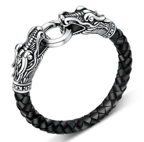 Leather Tibetan silver men bracelet titanium vintage accessories - Jewels of Artemis