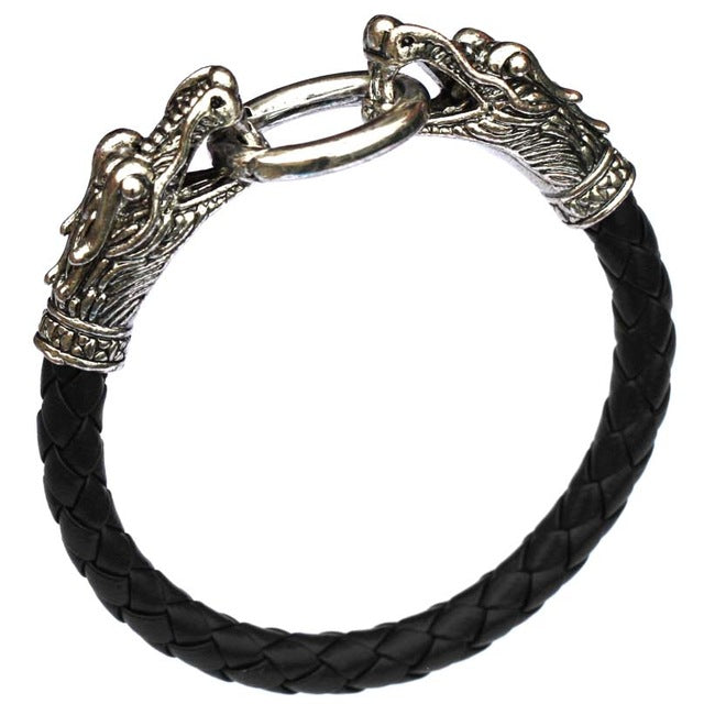Leather Tibetan silver men bracelet titanium vintage accessories - Jewels of Artemis