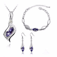 Load image into Gallery viewer, Elegant luxury new fashion Silver plated colorful Austrian crystal Necklace Earrings Bracelet jewelry set - Jewels of Artemis