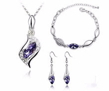 Load image into Gallery viewer, Elegant luxury new fashion Silver plated colorful Austrian crystal Necklace Earrings Bracelet jewelry set - Jewels of Artemis