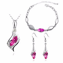 Load image into Gallery viewer, Elegant luxury new fashion Silver plated colorful Austrian crystal Necklace Earrings Bracelet jewelry set - Jewels of Artemis
