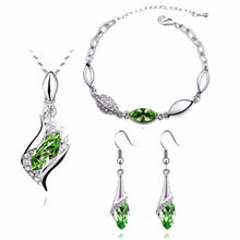 Load image into Gallery viewer, Elegant luxury new fashion Silver plated colorful Austrian crystal Necklace Earrings Bracelet jewelry set - Jewels of Artemis
