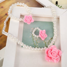 Load image into Gallery viewer, Simulated-Pearl Beads Kid Jewelry Sets Resin Flower Strawberry Apple Pendant Necklace Bracelet Ring - Jewels of Artemis
