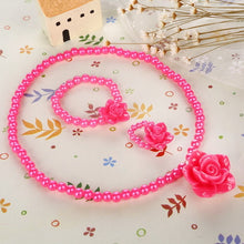 Load image into Gallery viewer, Simulated-Pearl Beads Kid Jewelry Sets Resin Flower Strawberry Apple Pendant Necklace Bracelet Ring - Jewels of Artemis