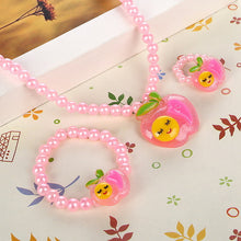 Load image into Gallery viewer, Simulated-Pearl Beads Kid Jewelry Sets Resin Flower Strawberry Apple Pendant Necklace Bracelet Ring - Jewels of Artemis