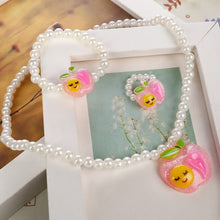 Load image into Gallery viewer, Simulated-Pearl Beads Kid Jewelry Sets Resin Flower Strawberry Apple Pendant Necklace Bracelet Ring - Jewels of Artemis