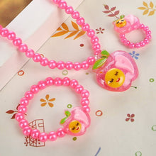 Load image into Gallery viewer, Simulated-Pearl Beads Kid Jewelry Sets Resin Flower Strawberry Apple Pendant Necklace Bracelet Ring - Jewels of Artemis