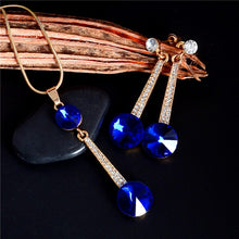 Load image into Gallery viewer, Royal Blue Austria Crystals Drop Earrings and Pendant Necklace Jewelry Sets - Jewels of Artemis