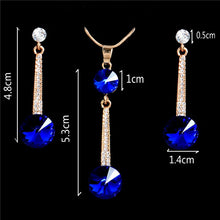 Load image into Gallery viewer, Royal Blue Austria Crystals Drop Earrings and Pendant Necklace Jewelry Sets - Jewels of Artemis