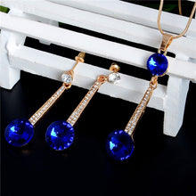 Load image into Gallery viewer, Royal Blue Austria Crystals Drop Earrings and Pendant Necklace Jewelry Sets - Jewels of Artemis