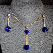 Load image into Gallery viewer, Royal Blue Austria Crystals Drop Earrings and Pendant Necklace Jewelry Sets - Jewels of Artemis