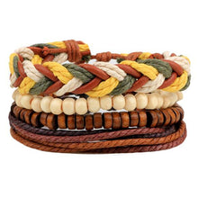 Load image into Gallery viewer, Vintage Tribal Bohemian Wood Beads Bracelet Boho Bracelet Cuff Leather Braclet - Jewels of Artemis