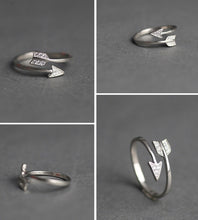 Load image into Gallery viewer, Silver Plated Arrow crystal ring Adjustable - Jewels of Artemis