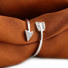 Load image into Gallery viewer, Silver Plated Arrow crystal ring Adjustable - Jewels of Artemis