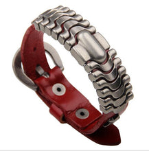Load image into Gallery viewer, 4 Colors leather bracelet with stainless steel cuff loom - Jewels of Artemis