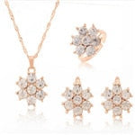 Load image into Gallery viewer, Gold Color Chain Crystal Necklace Ring Earring 3 pcs/set - Jewels of Artemis