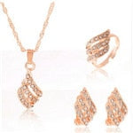 Load image into Gallery viewer, Gold Color Chain Crystal Necklace Ring Earring 3 pcs/set - Jewels of Artemis