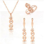 Load image into Gallery viewer, Gold Color Chain Crystal Necklace Ring Earring 3 pcs/set - Jewels of Artemis
