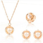 Load image into Gallery viewer, Gold Color Chain Crystal Necklace Ring Earring 3 pcs/set - Jewels of Artemis