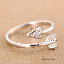 Load image into Gallery viewer, Silver Plated Arrow crystal ring Adjustable - Jewels of Artemis