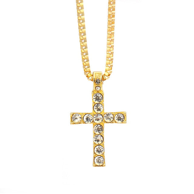 Alloy Gold Color Cross Pendant Necklace Religious - Jewels of Artemis