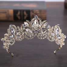 Load image into Gallery viewer, Baroque Luxury Crystal AB Bridal Crown Tiaras Light Gold Diadem Tiaras - Jewels of Artemis
