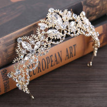 Load image into Gallery viewer, Baroque Luxury Crystal AB Bridal Crown Tiaras Light Gold Diadem Tiaras - Jewels of Artemis