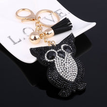 Load image into Gallery viewer, Cute Owl Pendant Leather Tassel Gold Key Chain - Jewels of Artemis