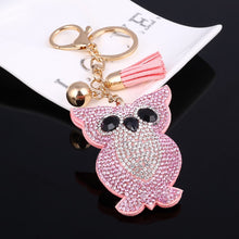 Load image into Gallery viewer, Cute Owl Pendant Leather Tassel Gold Key Chain - Jewels of Artemis