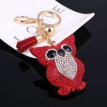 Load image into Gallery viewer, Cute Owl Pendant Leather Tassel Gold Key Chain - Jewels of Artemis