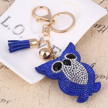 Load image into Gallery viewer, Cute Owl Pendant Leather Tassel Gold Key Chain - Jewels of Artemis