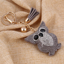 Load image into Gallery viewer, Cute Owl Pendant Leather Tassel Gold Key Chain - Jewels of Artemis