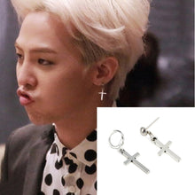 Load image into Gallery viewer, Bigbang G-Dragon nique Metal Silver Hoop Cross Earrings - Jewels of Artemis