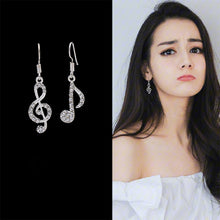 Load image into Gallery viewer, Music Notes Ear Hook Crystal Silver Color - Jewels of Artemis