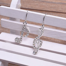 Load image into Gallery viewer, Music Notes Ear Hook Crystal Silver Color - Jewels of Artemis