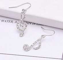 Load image into Gallery viewer, Music Notes Ear Hook Crystal Silver Color - Jewels of Artemis