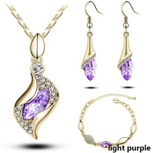 Load image into Gallery viewer, Gold Color Water Drop Shape Crystal Earrings Necklace Adjustable Bracelets Set - Jewels of Artemis