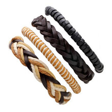 Load image into Gallery viewer, Wholesale 3-6pcs/lot Handmade ethnic tribal genuine wrap charming male pulsera black braided leather bracelets bangles - Jewels of Artemis