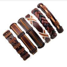 Load image into Gallery viewer, Wholesale 3-6pcs/lot Handmade ethnic tribal genuine wrap charming male pulsera black braided leather bracelets bangles - Jewels of Artemis