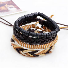 Load image into Gallery viewer, Wholesale 3-6pcs/lot Handmade ethnic tribal genuine wrap charming male pulsera black braided leather bracelets bangles - Jewels of Artemis