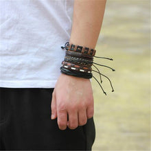 Load image into Gallery viewer, Wholesale 3-6pcs/lot Handmade ethnic tribal genuine wrap charming male pulsera black braided leather bracelets bangles - Jewels of Artemis