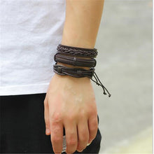Load image into Gallery viewer, Wholesale 3-6pcs/lot Handmade ethnic tribal genuine wrap charming male pulsera black braided leather bracelets bangles - Jewels of Artemis