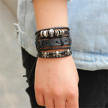 Load image into Gallery viewer, Wholesale 3-6pcs/lot Handmade ethnic tribal genuine wrap charming male pulsera black braided leather bracelets bangles - Jewels of Artemis
