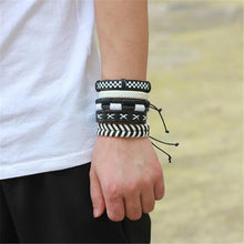 Load image into Gallery viewer, Wholesale 3-6pcs/lot Handmade ethnic tribal genuine wrap charming male pulsera black braided leather bracelets bangles - Jewels of Artemis