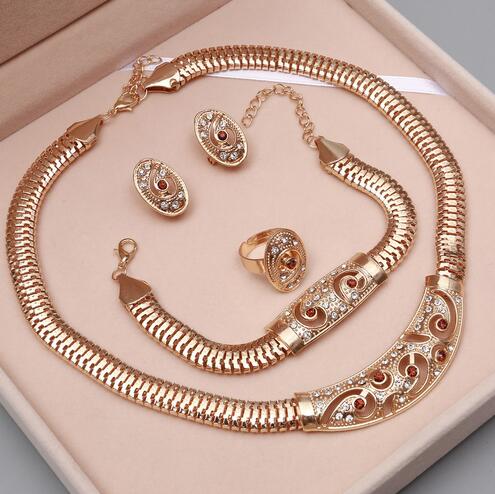 Dubai Gold Jewelry Sets African Beads Crystal Bridal Jewellery Set - Jewels of Artemis