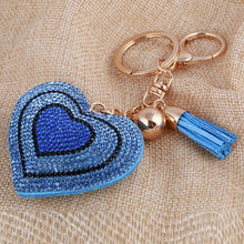 Load image into Gallery viewer, Cute Heart Pendant Key Chain Gold/Silver Rhinestone Tassel Accessories - Jewels of Artemis