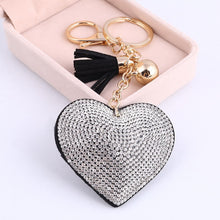 Load image into Gallery viewer, Cute Heart Pendant Key Chain Gold/Silver Rhinestone Tassel Accessories - Jewels of Artemis