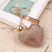 Load image into Gallery viewer, Cute Heart Pendant Key Chain Gold/Silver Rhinestone Tassel Accessories - Jewels of Artemis