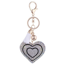 Load image into Gallery viewer, Cute Heart Pendant Key Chain Gold/Silver Rhinestone Tassel Accessories - Jewels of Artemis
